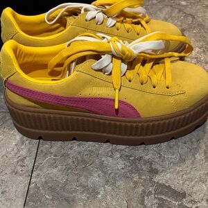 Women's Yellow and Pink Platform Sneakers